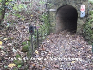 The automatic signal at the tunnel entrance.